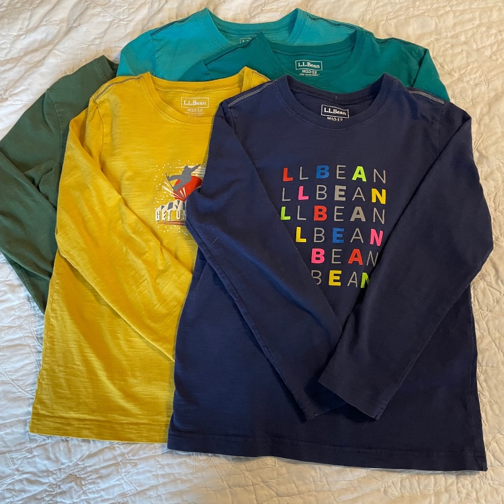 Five LLBean long sleeve boys t shirts size M 10-12